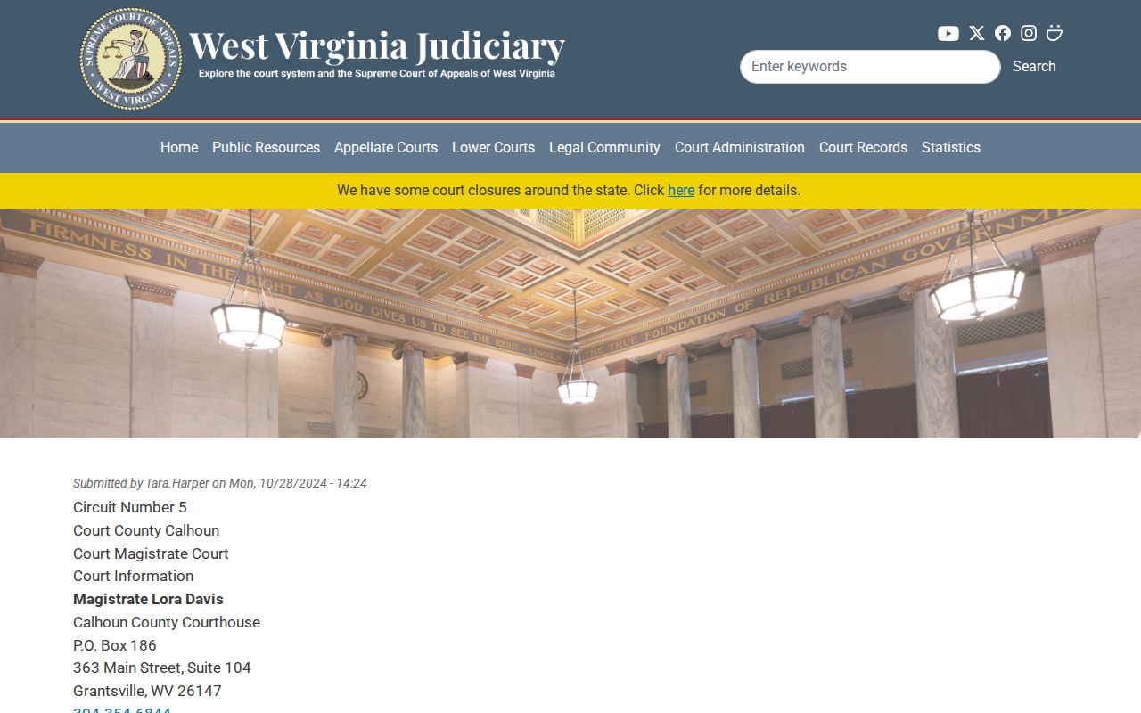 Calhoun County Magistrate Court criminal case offices