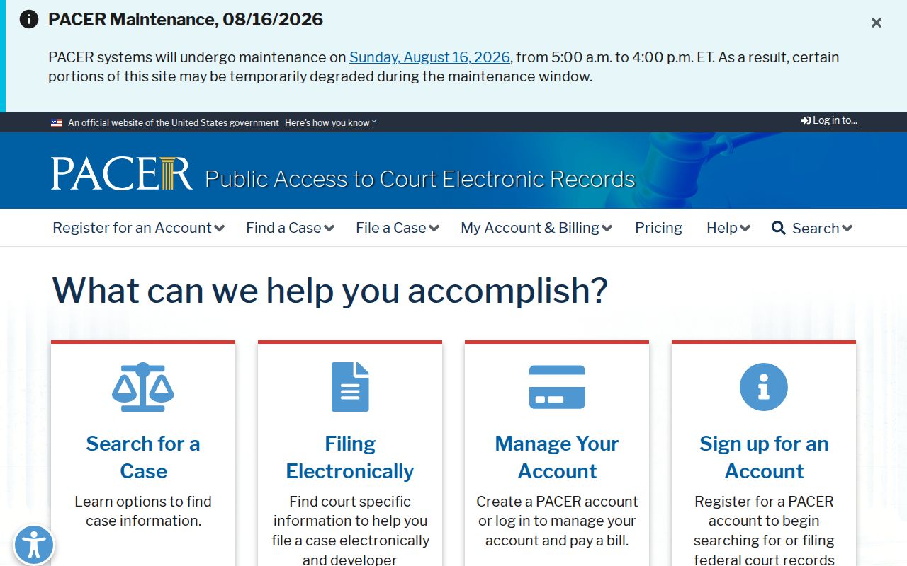 PACER search for federal criminal cases involving Calhoun County