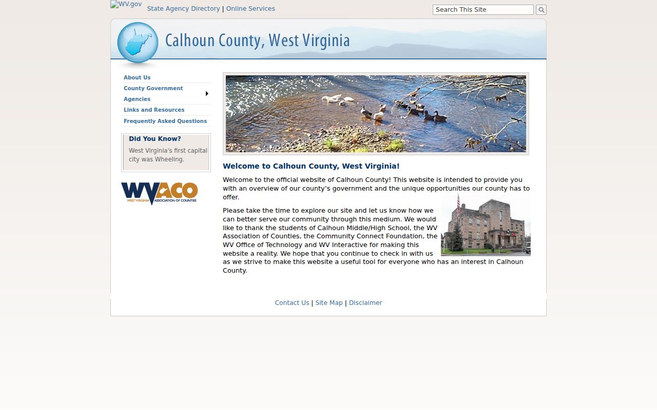 Calhoun County government source for Grantsville criminal records offices