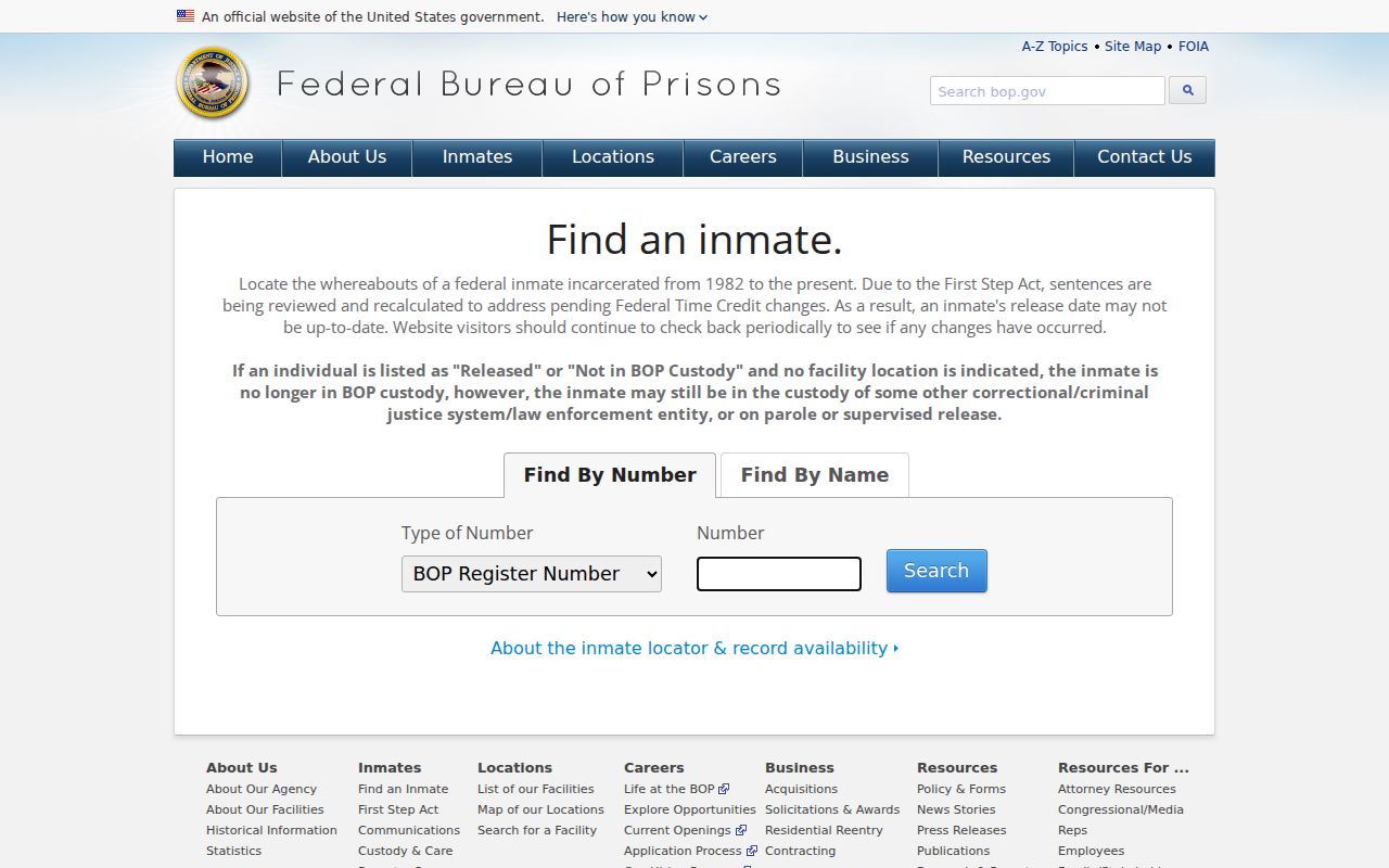 Calhoun County federal criminal custody record locator