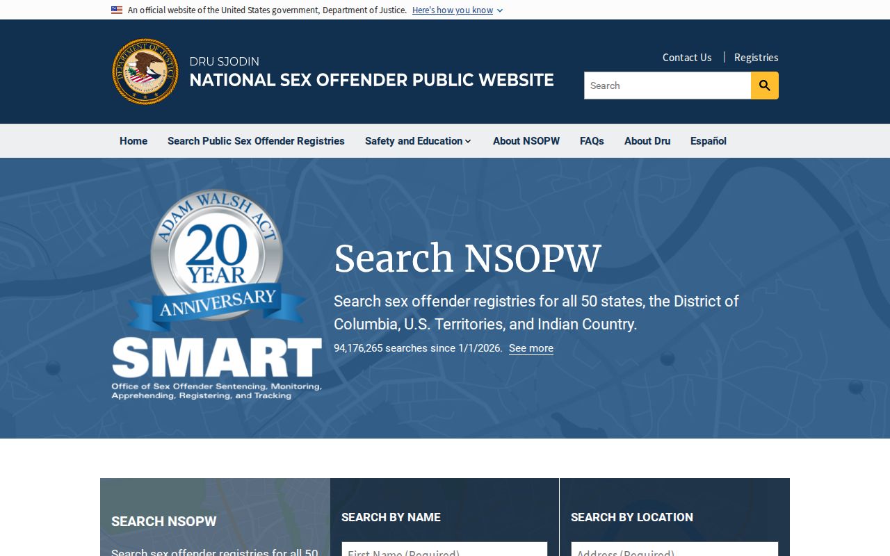 National search supplement for Calhoun County sex offender records
